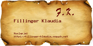 Fillinger Klaudia névjegykártya